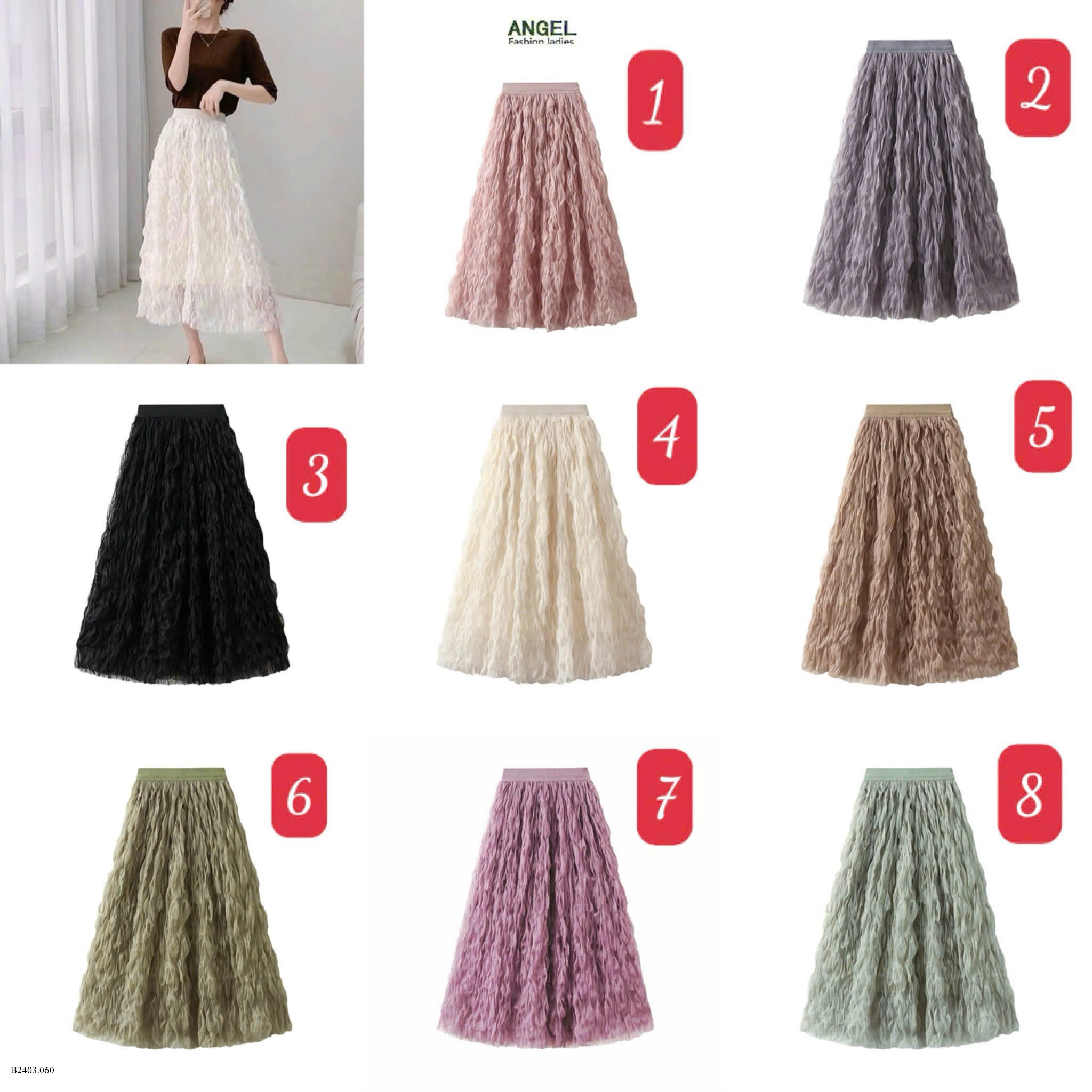 CHÂN VÁY VOAN XOĂN DÁNG DÀI ANGEL  Sỉ 154k