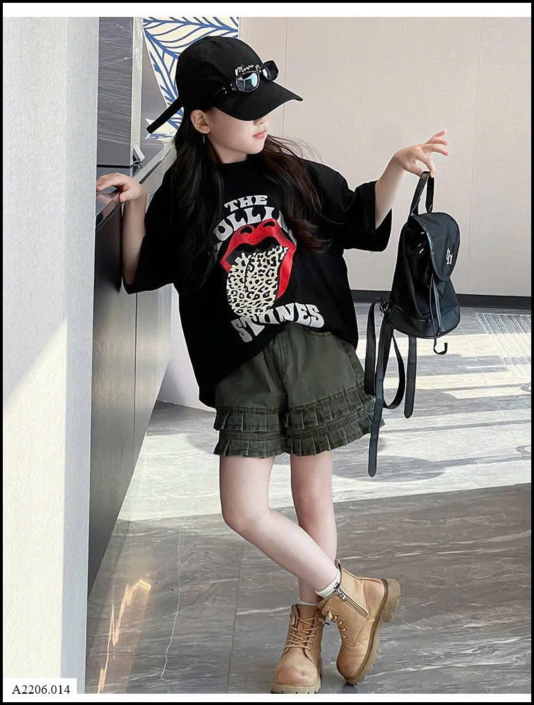 SET ÁO PHÔNG ĐEN MIX SHORT BÈO BG Sỉ giá áo: 136k  quần: 177k 