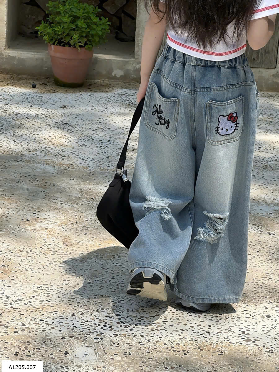 QUẦN JEAN SUÔNG HELLO KITTY Sỉ 165k