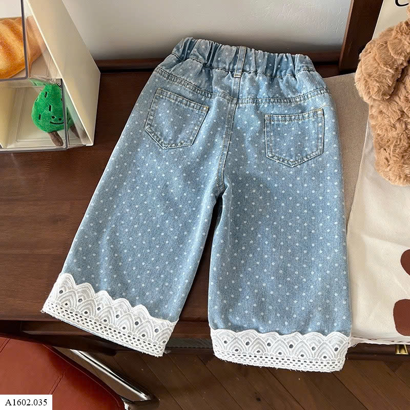 QUẦN JEAN CHẤM BI PHỐI REN NINGLI Sỉ 125k