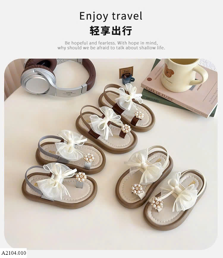 SANDAL XỎ NGÓN ĐÍNH NƠ BG Giá sỉ như sau: sz 21-25: 114k  sz 26-30: 124k  sz 31-35: 134k 