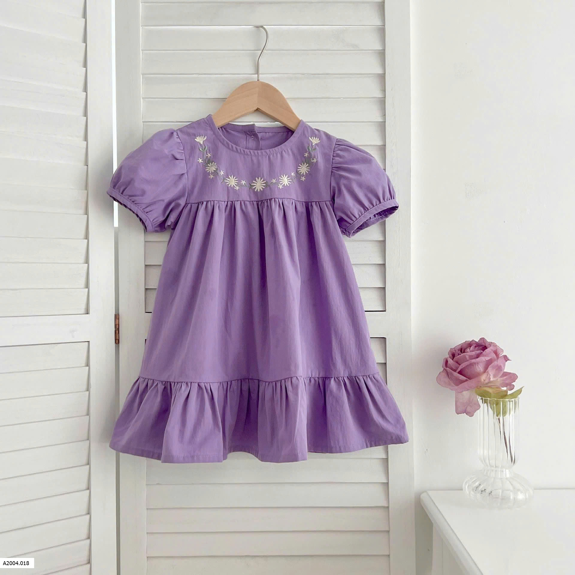 VÁY BABYDOLL CỔ HOA CHO BÉ    Sỉ 134k