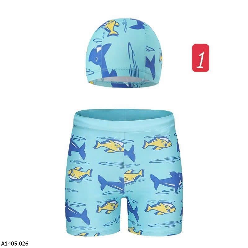 QUẦN BƠI KÈM MŨ CHO BÉ TRAI   Sỉ 55k/1 set