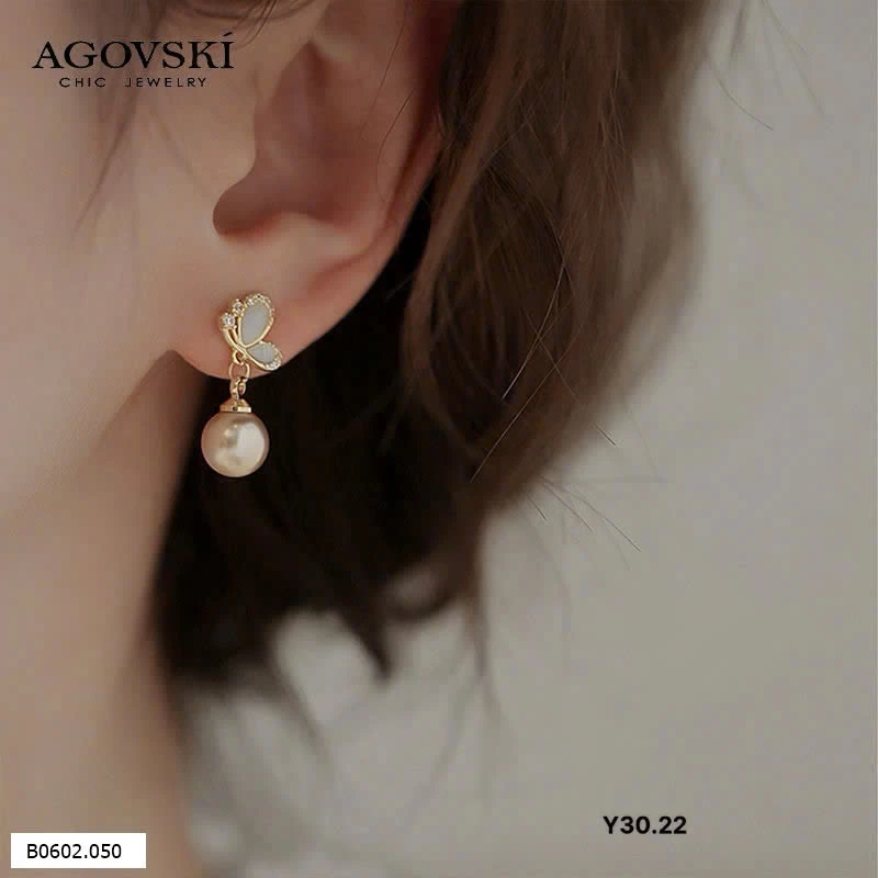 Khuyên tai bướm giọt AGOVSKI chính  hãng   Sỉ 135k/1 đôi 