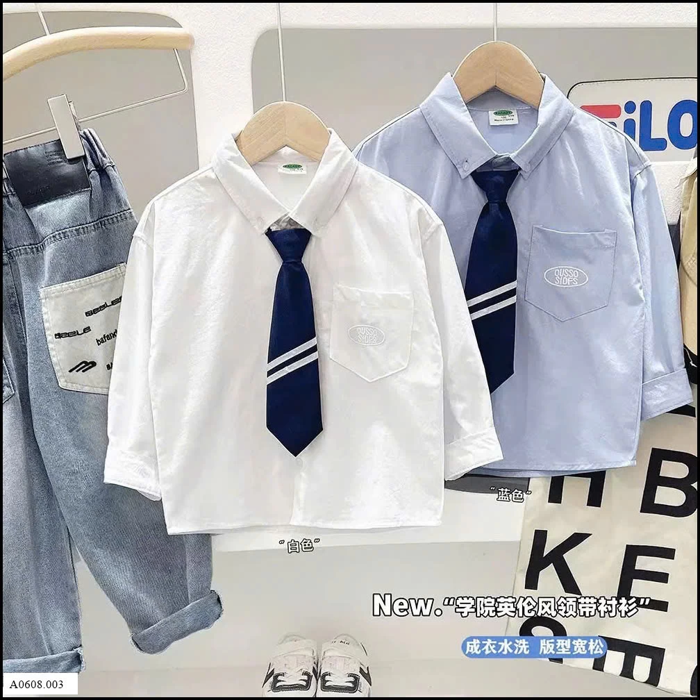 ÁO SƠ MI DÀI TAY KÈM CÀ VẠT KACADY    Giá sỉ 126k
