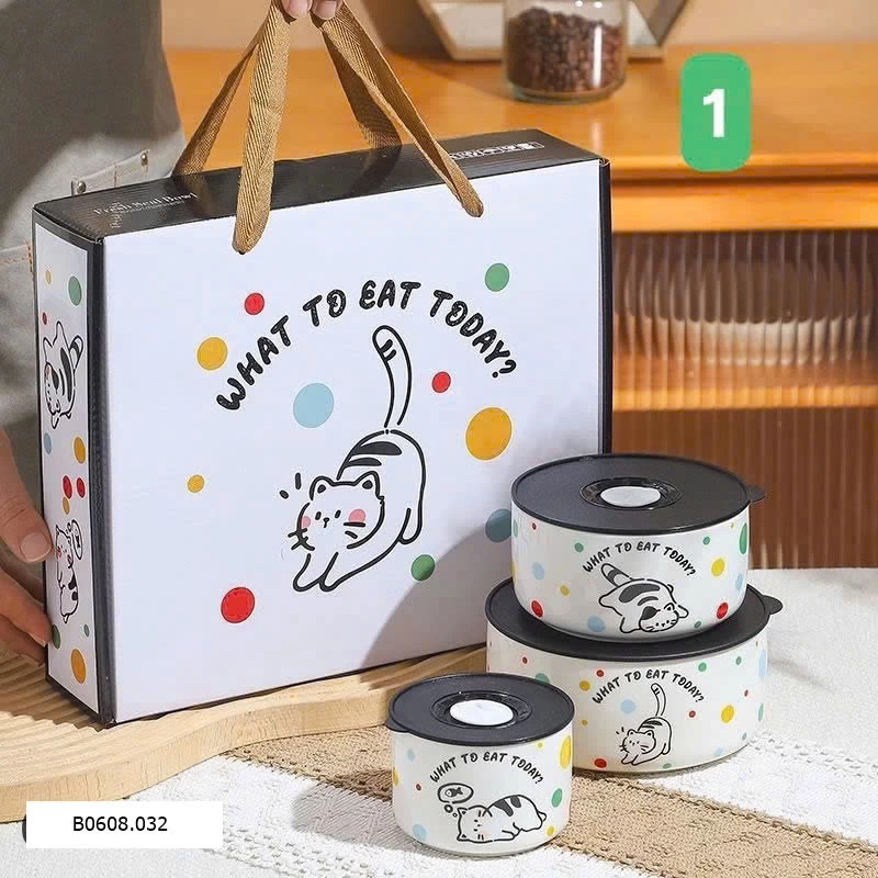 SET 3 HỘP ĐỰNG CƠM GỐM SỨ DONA HOME DECOR Sỉ 120ca/ set