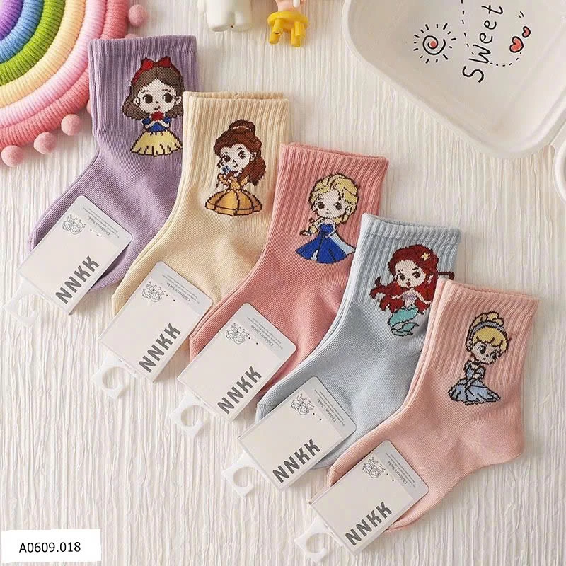 SET 5 ĐÔI TẤT CÔNG CHÚA   Giá sỉ 53k/set 5đ