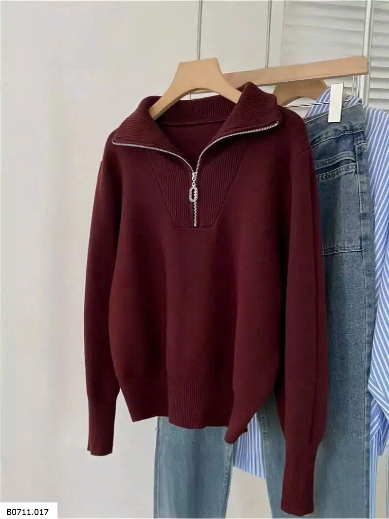 ÁO LEN NỮ CỔ CAO NỬA KÉO KHOÁ  Giá sỉ 220k