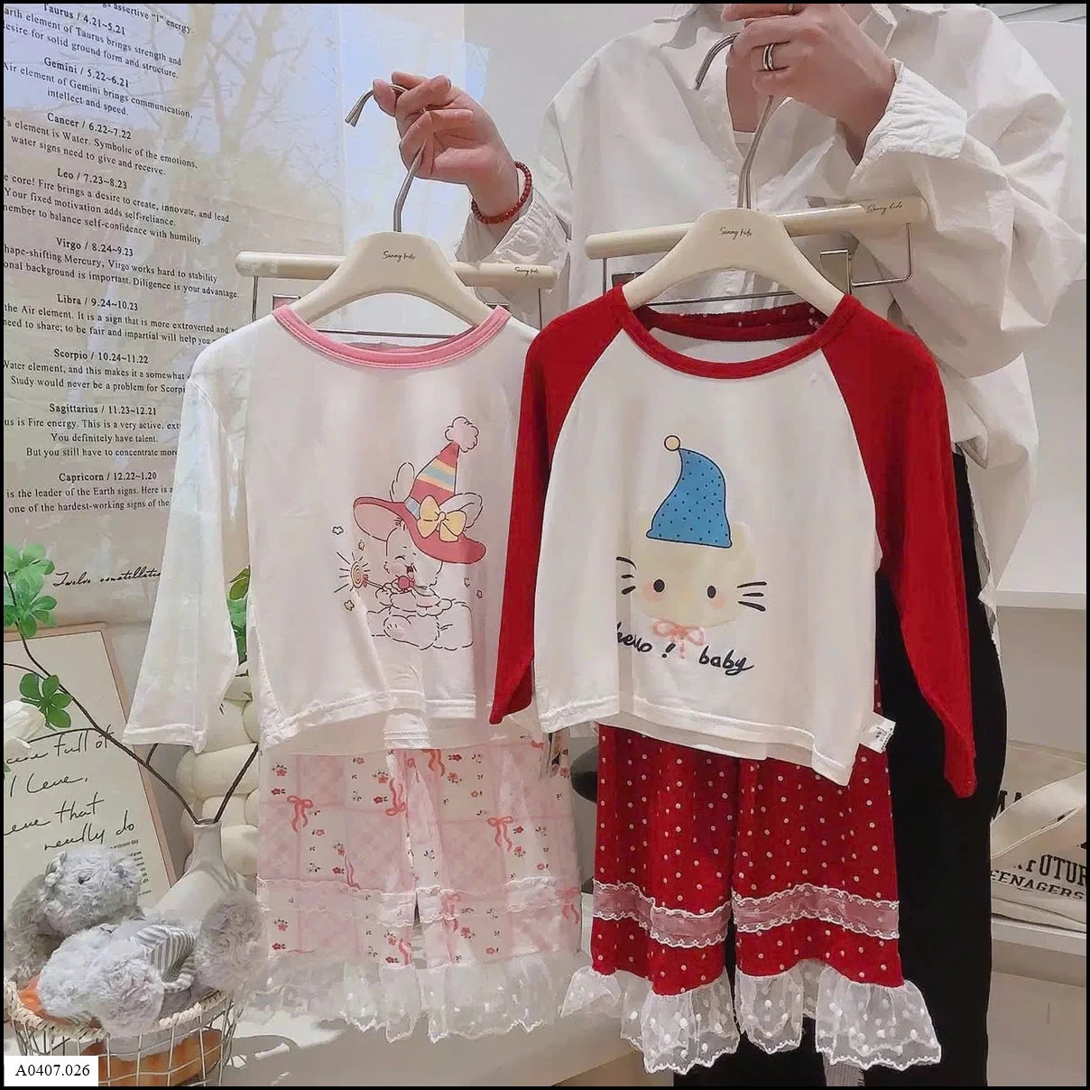 BỘ DÀI TAY CHẤM BI PHỐI REN BG Sỉ giá 90-130 90K 140-170 105K