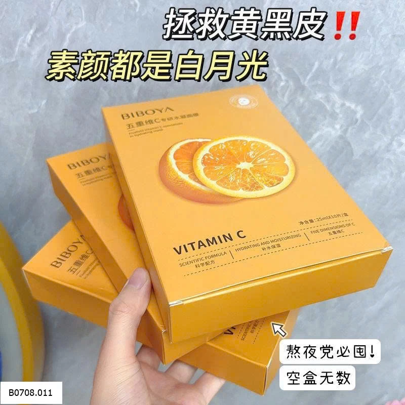  SET 30C MẶT NẠ VITAMIN C BIBOYA    Sỉ 80k/ set 30 miếng