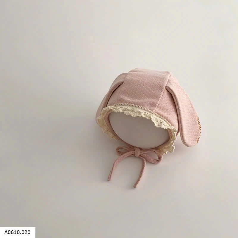 MŨ BÉ SƠ SINH TAI THỎ PHỐI REN BG Giá sỉ 72k