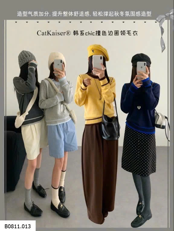 ÁO LEN NỮ PHỐI MÀU   Giá sỉ 195k