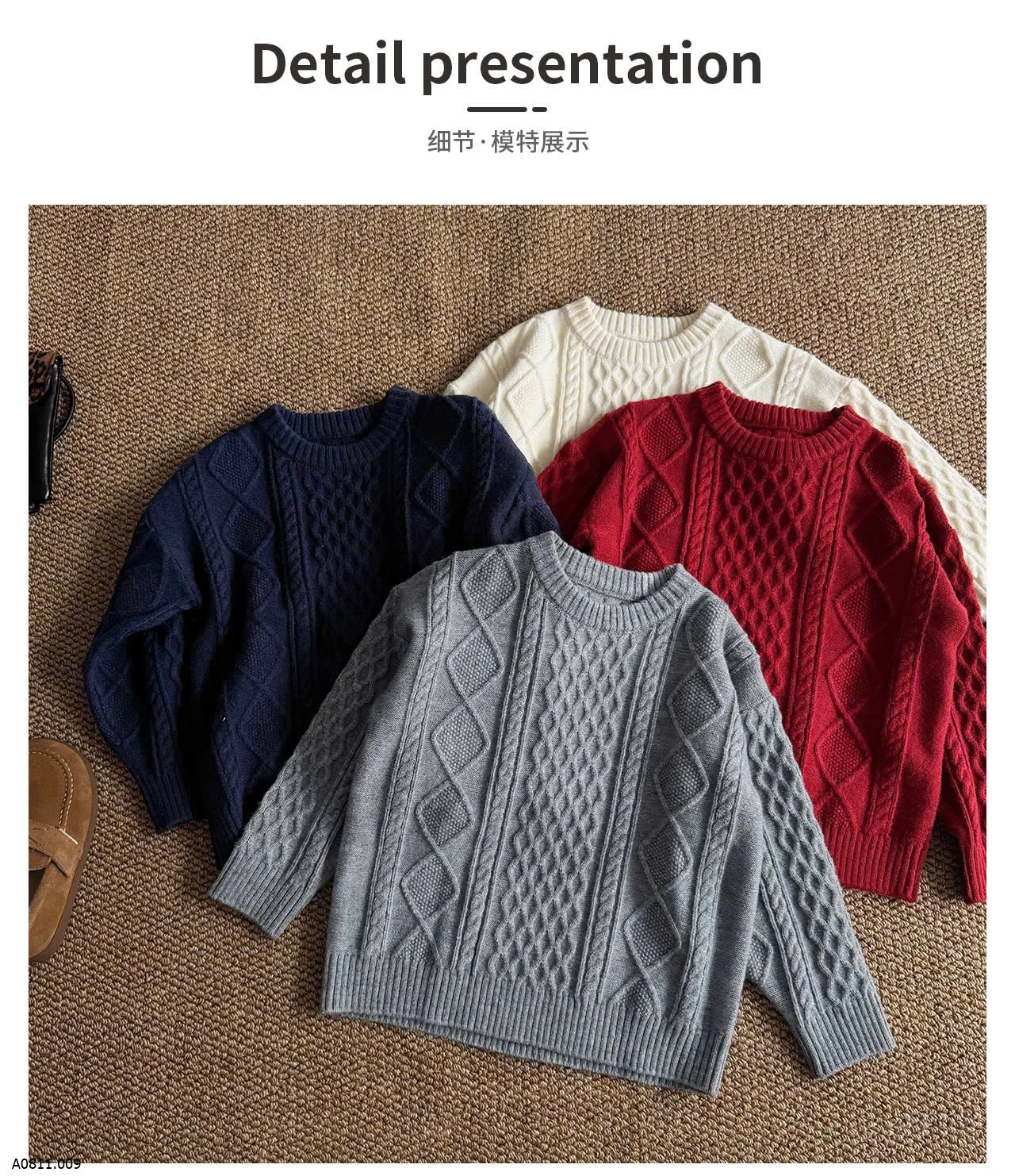 ÁO LEN VẶN THỪNG CỔ CON AOAOKIDS  Giá sỉ 224k