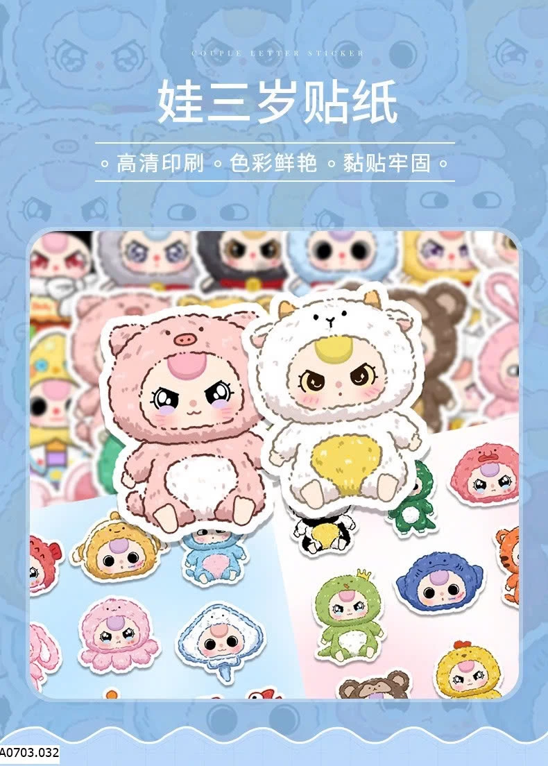  SET 120 HÌNH DÁN STICKER BABY THREE CHO BÉ Sỉ giá 35k/ set 120 hình