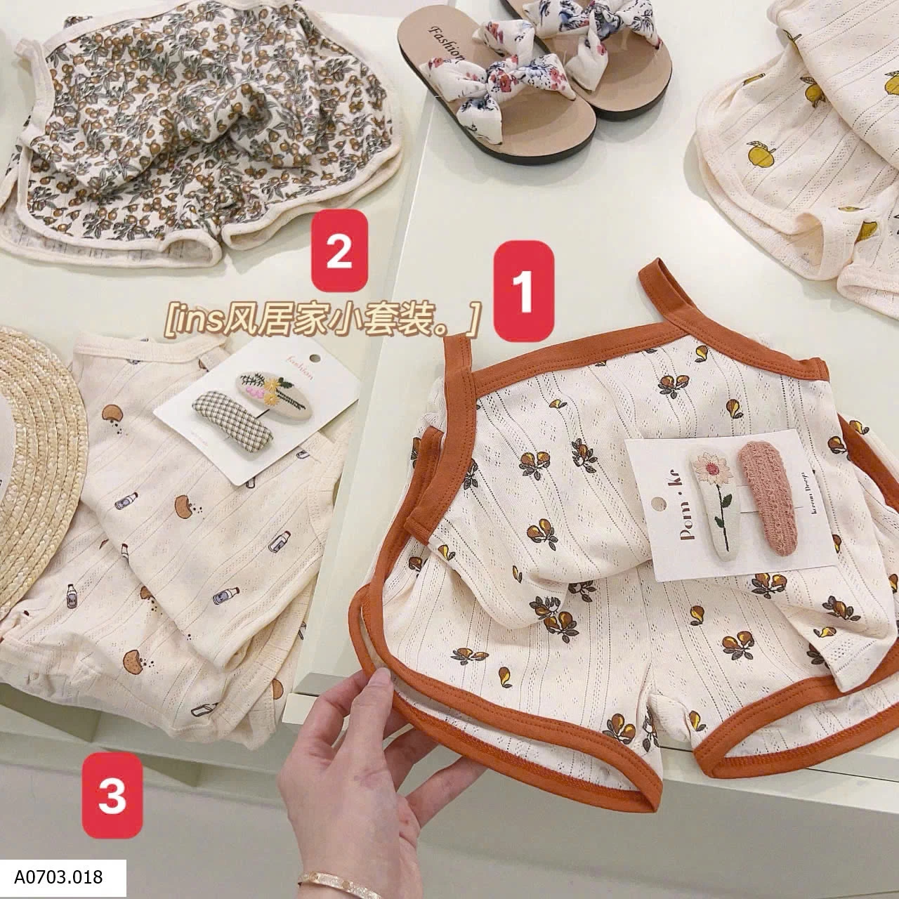 HOMEWEAR 2 DÂY  Sỉ  giá  ( Ko  kèm kẹp tóc ) 80-110: 57k/1 bộ 120-150 :  67k /1 bộ