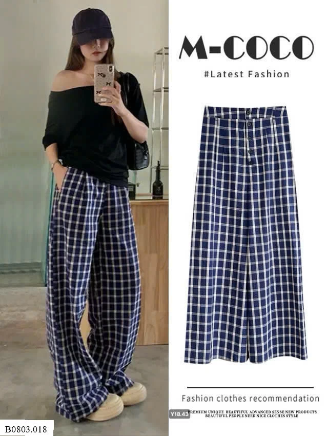 QUẦN ỐNG RỘNG KẺ NỮ  Sỉ 190k