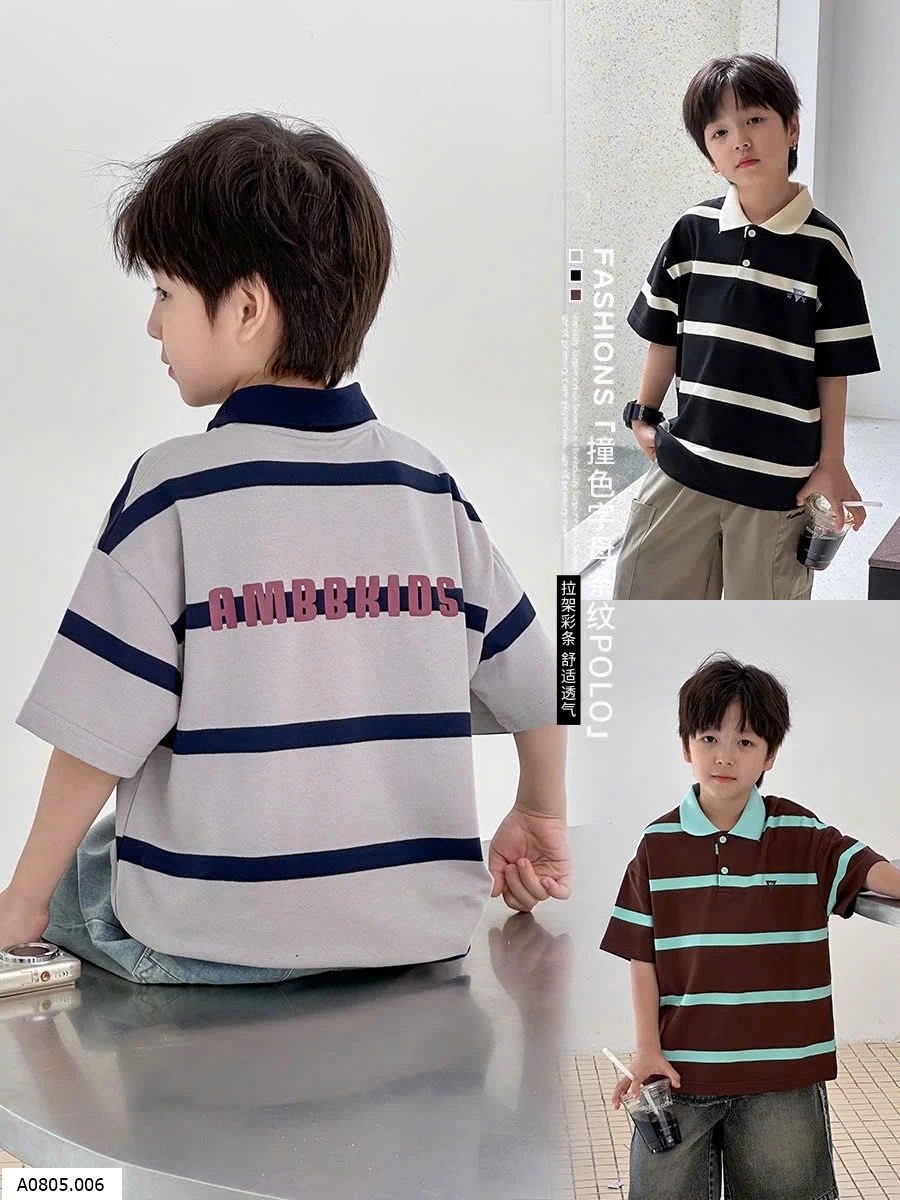 ÁO PHÔNG CỔ POLO AMBB BÉ TRAI  Sỉ Giá: sz 90-150/sz 160/sz170 : 115/ 126 / 135