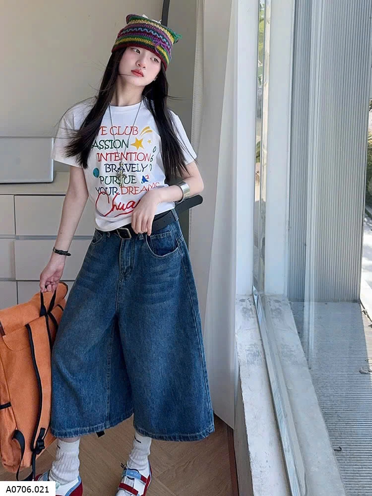 ÁO THUN CHỮ MIX JEANS LỠ ỐNG RỘNG  Sỉ giá  áo: 126k  quần: 179k 
