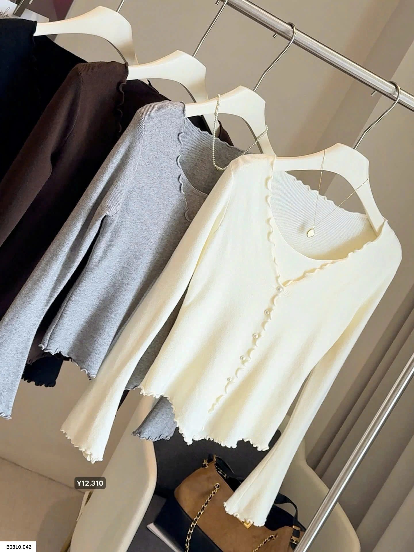 ÁO LEN DỆT KIM VIỀN BÈO GIẢ 2 MẢNH ANNA   Giá sỉ 170k