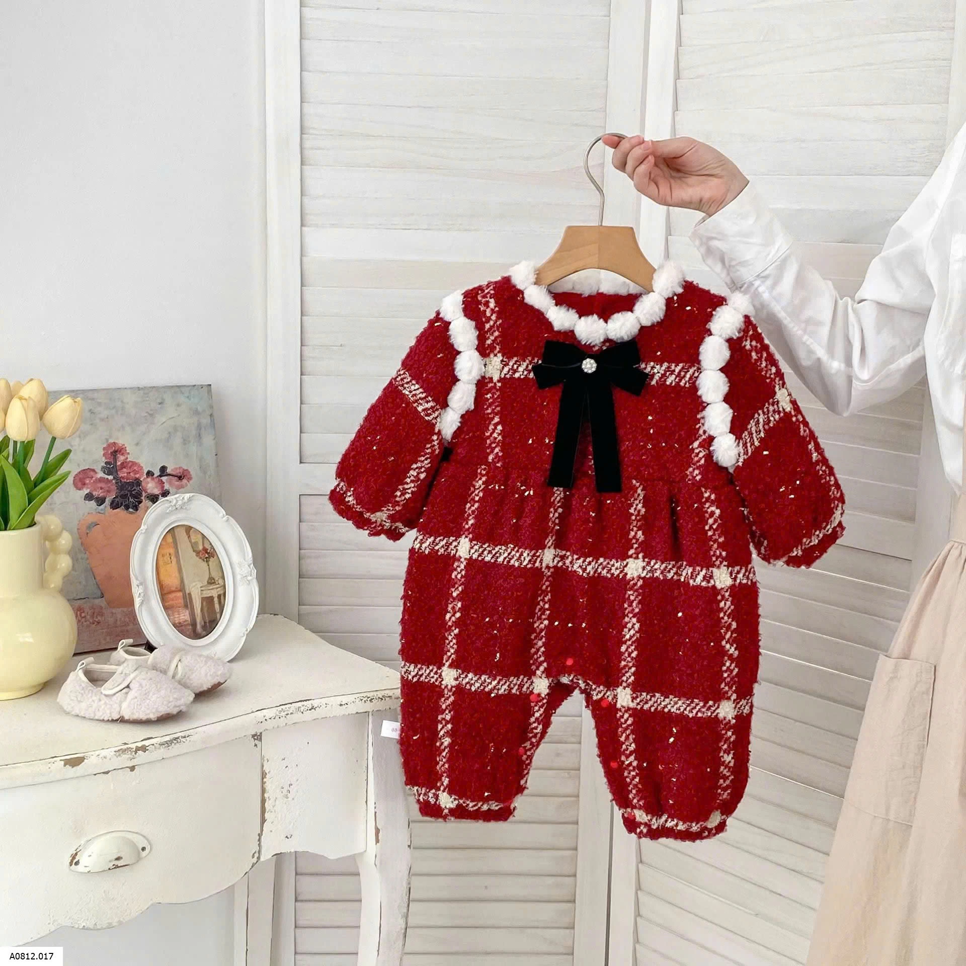 VÁY + BODY DẠ ĐỎ LÓT LÔNG CỪU  Giá sỉ 247k