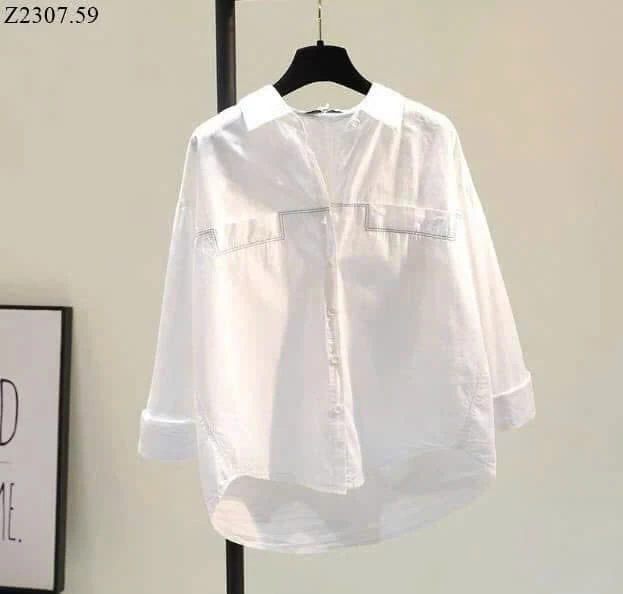 ÁO SƠ MI TRẮNG DÁNG RỘNG SỈ 105K