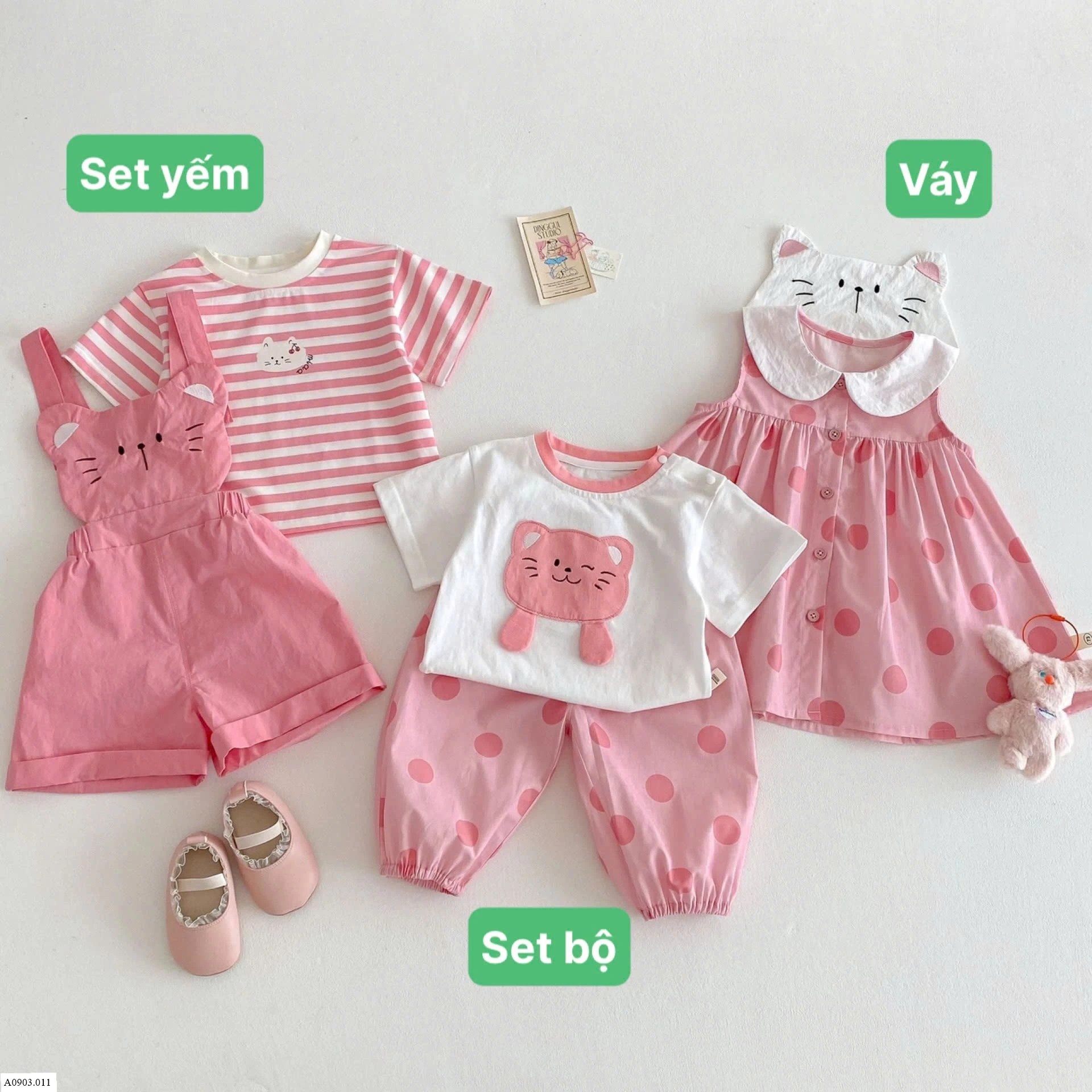 SET BÉ GÁI  Giá sỉ: Set bộ : 155k Váy : 115k  Set yếm : 169k  Lẻ yếm : 103k