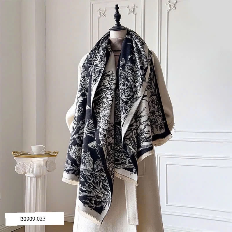 KHĂN CHOÀNG CỔ CASHMERE GIẢ HỌA TIẾT BƯỚM   Giá sỉ 105k