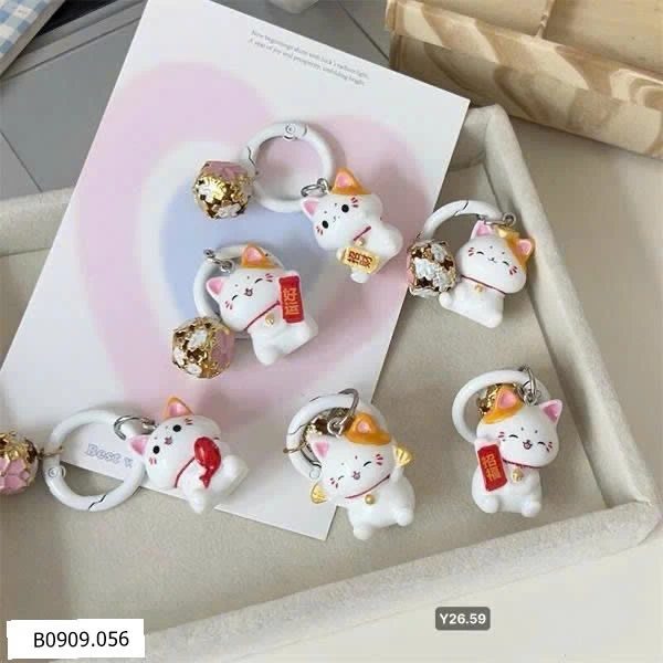 Set 6c Móc khóa chuông 3D Mèo Thần Tài   Giá sỉ 40k/1 set 