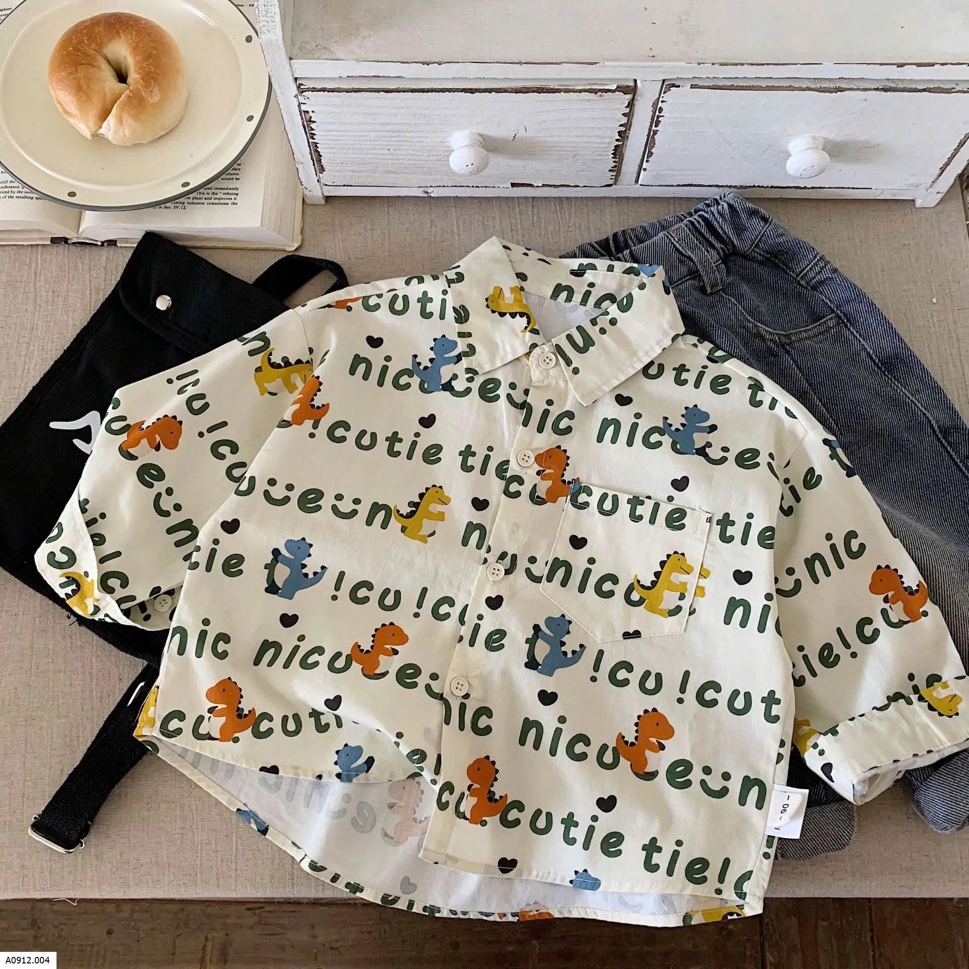 SƠ MI DÀI TAY IN HÌNH BT Giá sỉ 137k