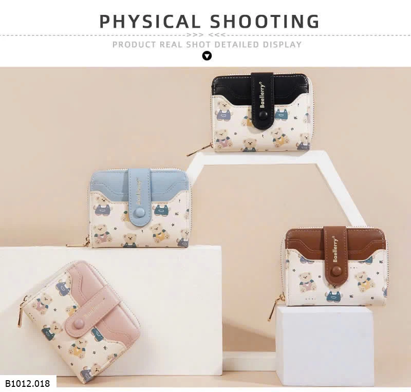 VÍ NGẮN BAELLERRY HỌA TIẾT GẤU  Giá sỉ 90k