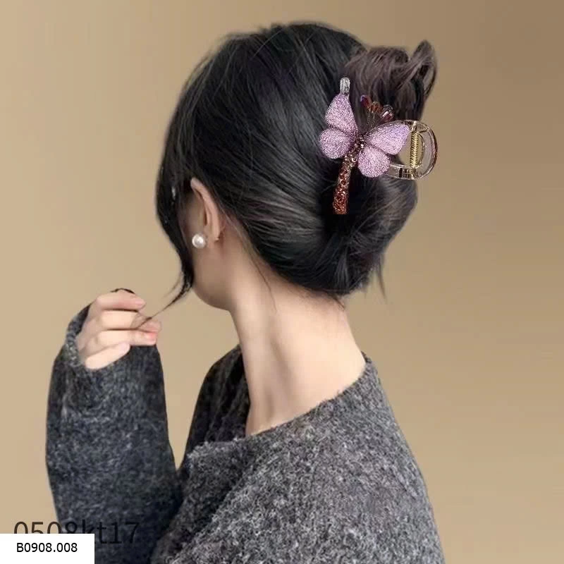 KẸP TÓC BƯỚM PHA LÊ   Sỉ 40k/1 set 2 chiếc mix màu 