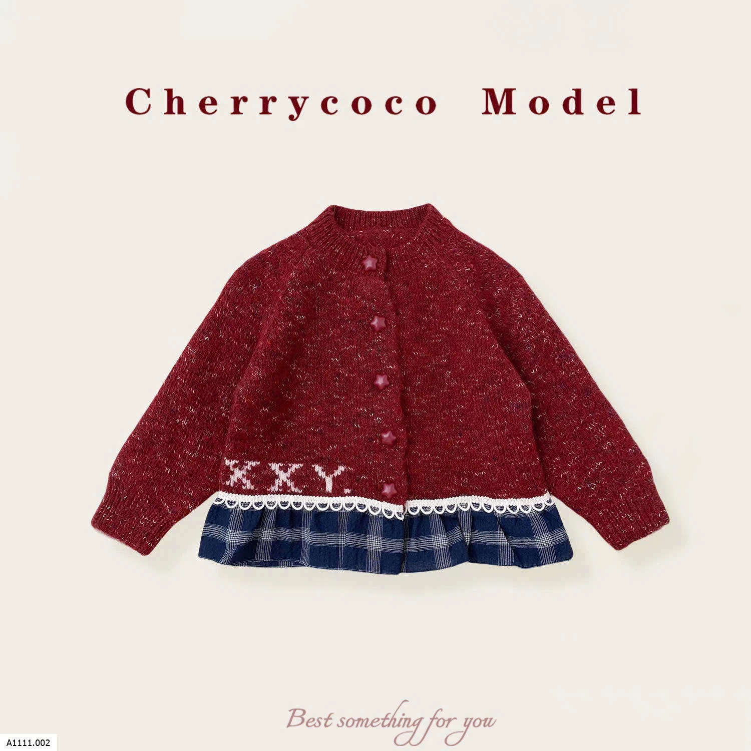 ÁO LEN VIỀN CARO HÃNG CHERRYCOCO CHO BÉ Giá sỉ 200k