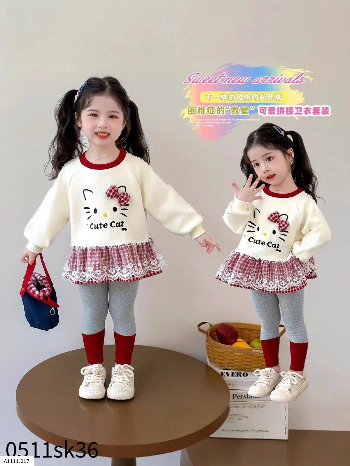 SET KITTY ÁO KÈM QUẦN LEGGING BG Giá sỉ 105k