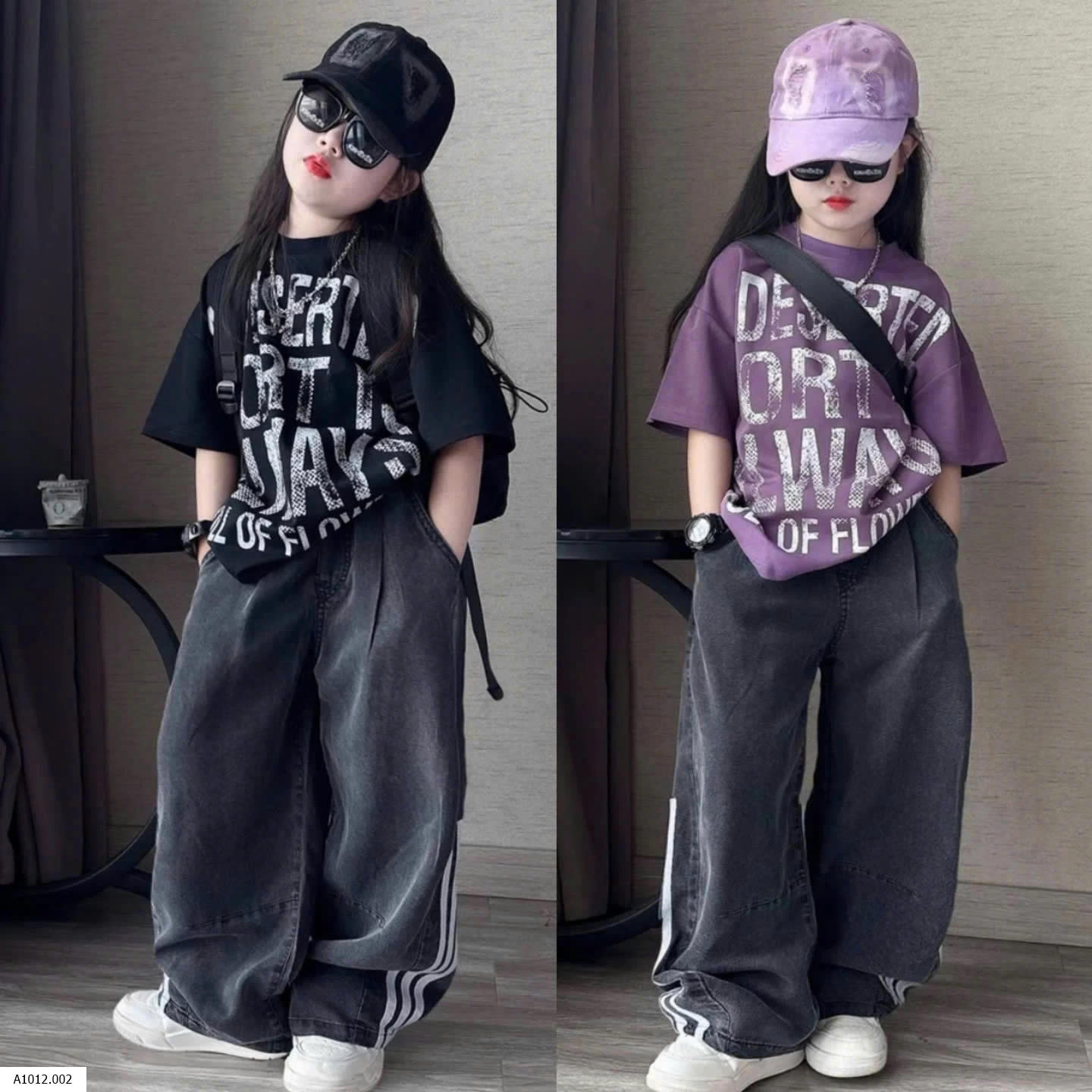 ÁO THUN CHỮ CỘC TAY & QUẦN JEAN 3 SỌC Giá sỉ áo: 150k quần: 205k