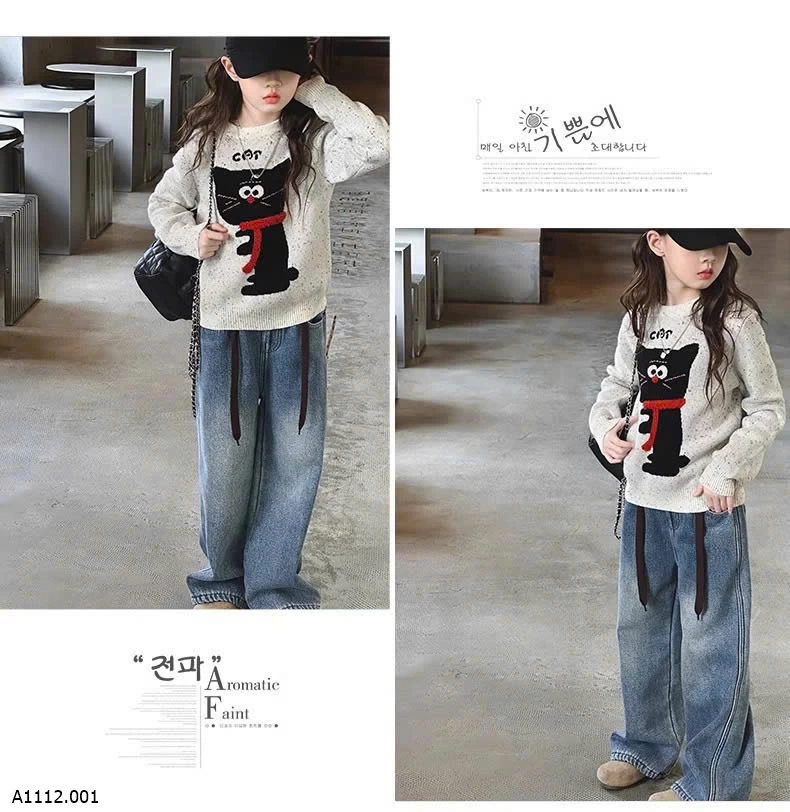 ÁO LEN BÉ GÁI – HÌNH MÈO Giá sỉ 175k