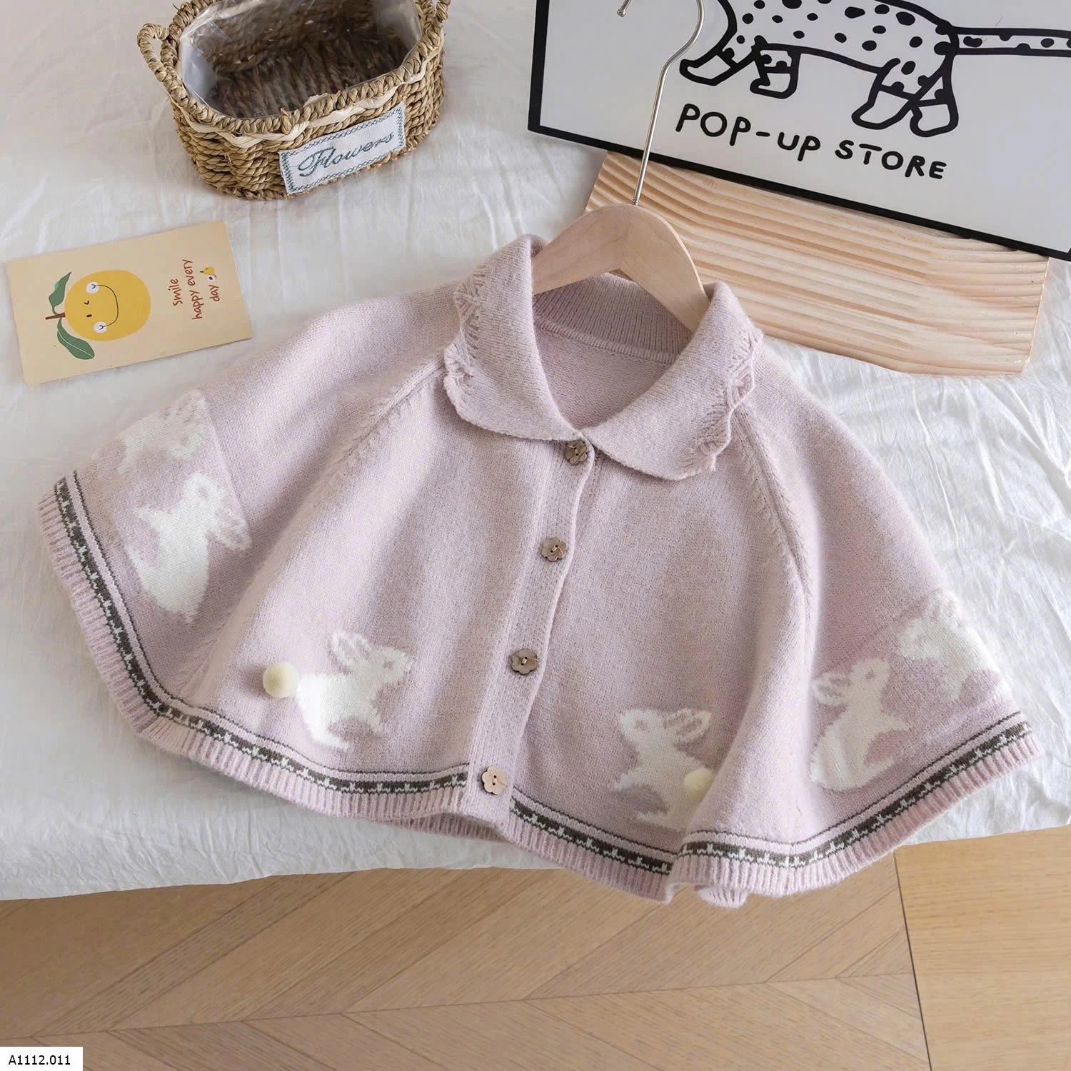 ÁO CHOÀNG LEN HÌNH THỎ BG Giá sỉ 174k