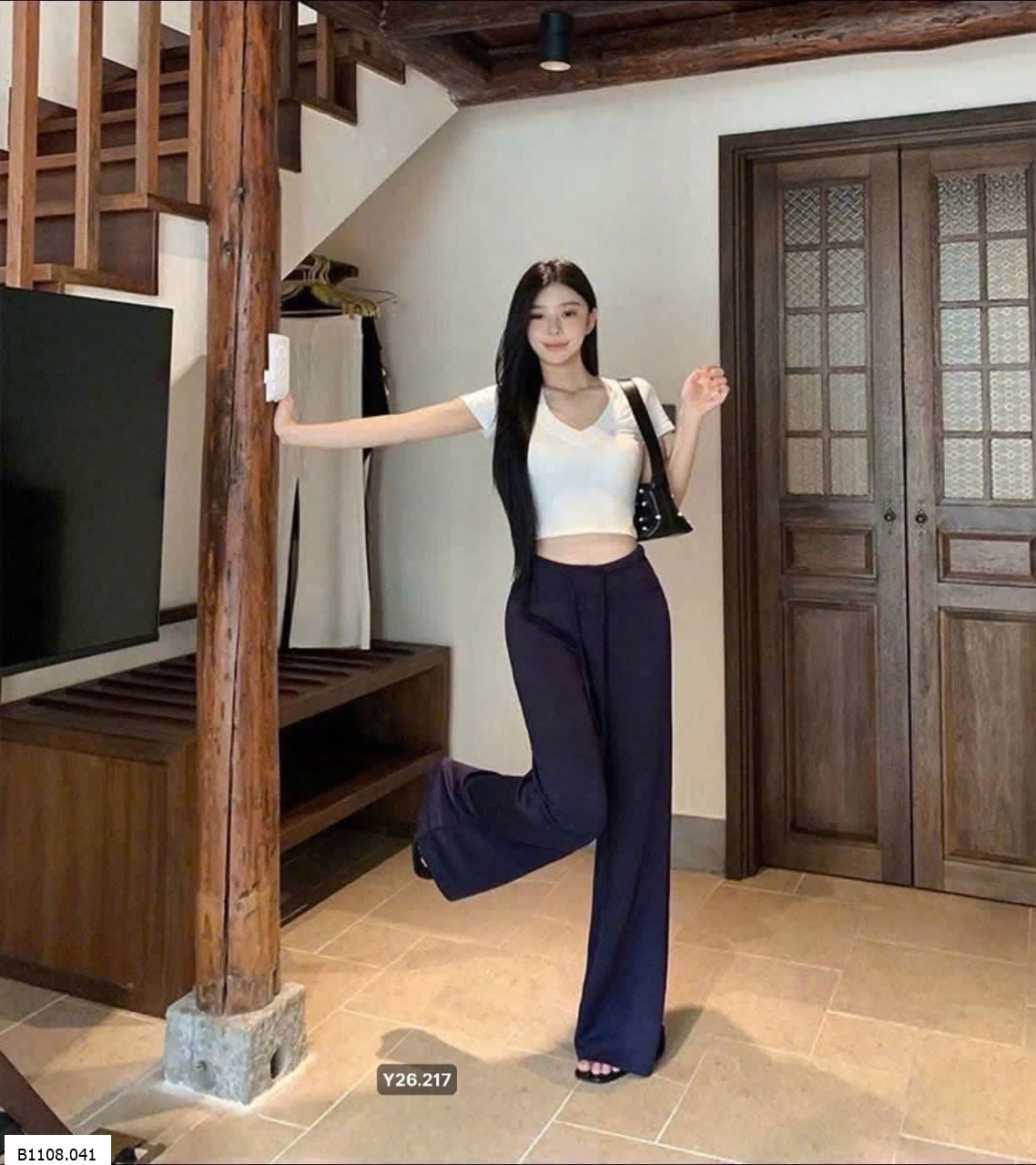 Quần suông cotton dây rút eo Mosesqueen   Sỉ 115k