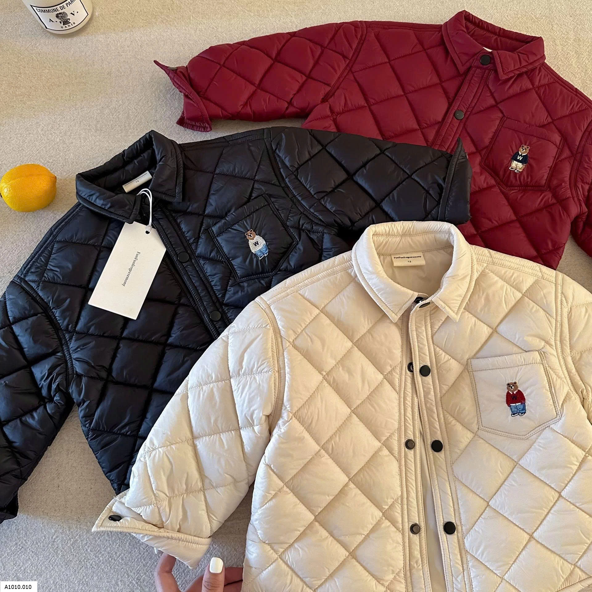 ÁO PHAO TRẦN TRÁM THÊU GẤU FUNFUN    Giá sỉ 214k