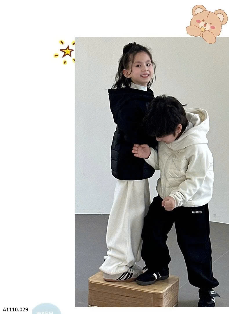 ÁO KHOÁC KÈM MŨ CHO BÉ NHÀ PP ELEPHANT  Giá sỉ 195k
