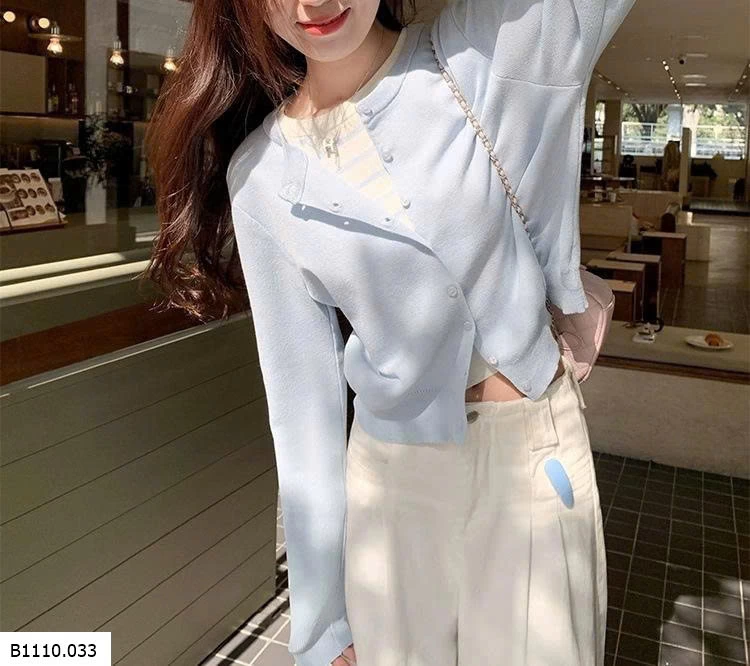 ÁO LEN KẺ GIẢ 2 MẢNH CHO NỮ   Giá sỉ 175k