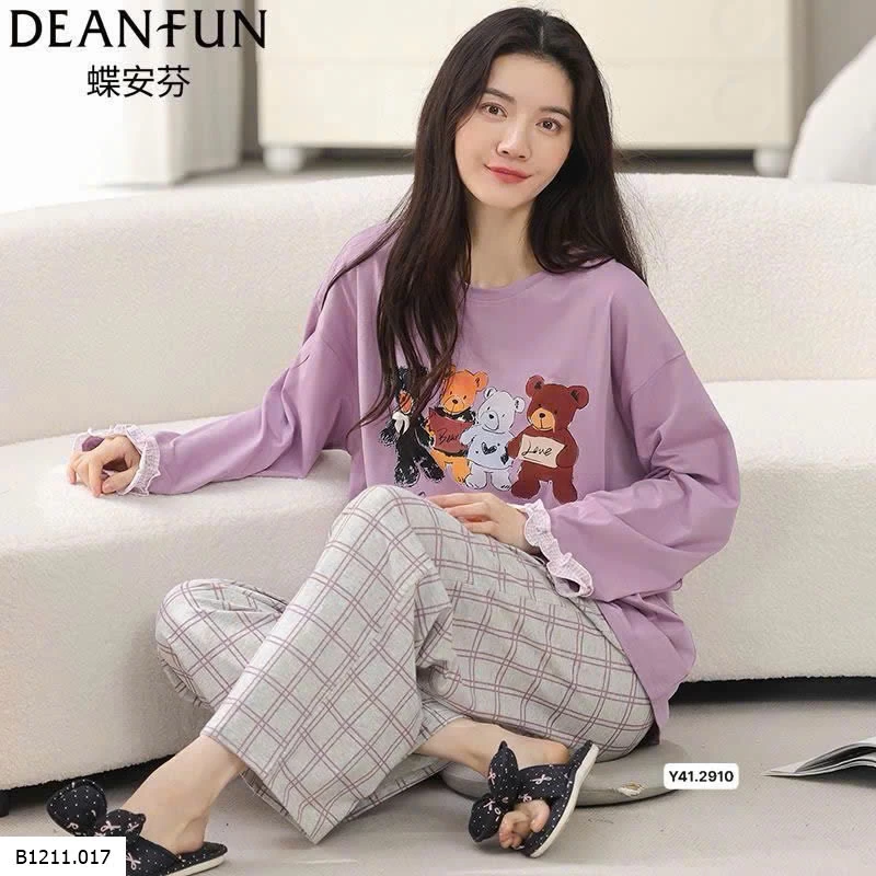 BỘ MẶC NHÀ DÀI TAY DEANFUN Giá sỉ 300k