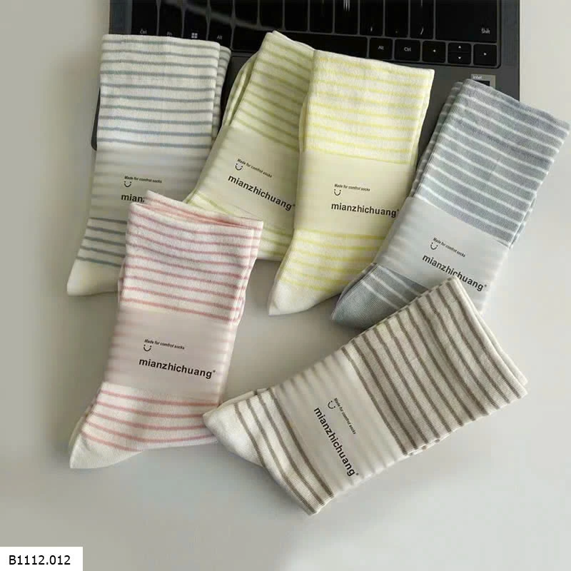 SÉT 6Đ TẤT COTTON KẺ CỔ CAO Giá sỉ 101k/s