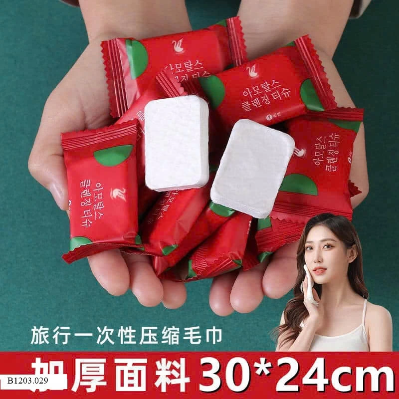 KHĂN GIẤY NÉN VIÊN KẸO  Sỉ 47k/ 1 sét 3 gói 