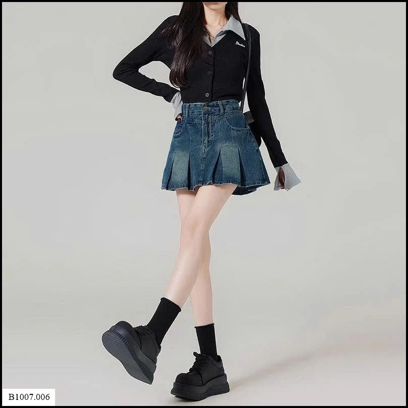  CHÂN VÁY JEAN XẾP LY CHO NỮ  Sỉ giá 155k