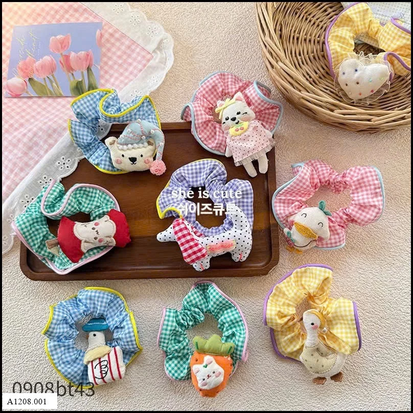 DÂY BUỘC TÓC CARO GẮN BÚP BÊ  Giá sỉ 35k