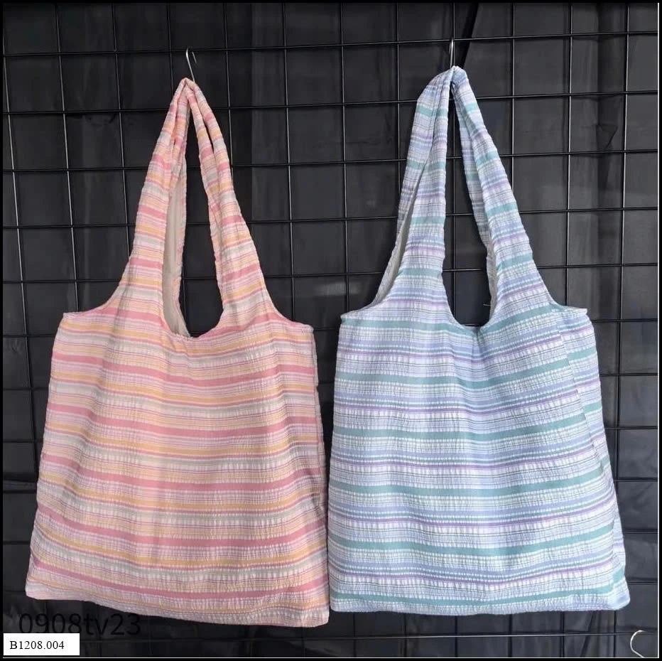 TÚI VẢI KẺ SỌC MÀU PASTEL   Giá sỉ 65k