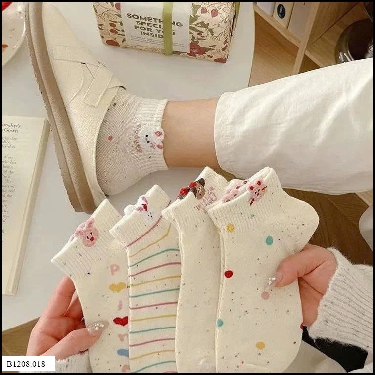SET 10 ĐÔI TẤT CỔ NGẮN CUTE CHO NỮ   Giá sỉ 47k/sét 10 đôi mix mẫu