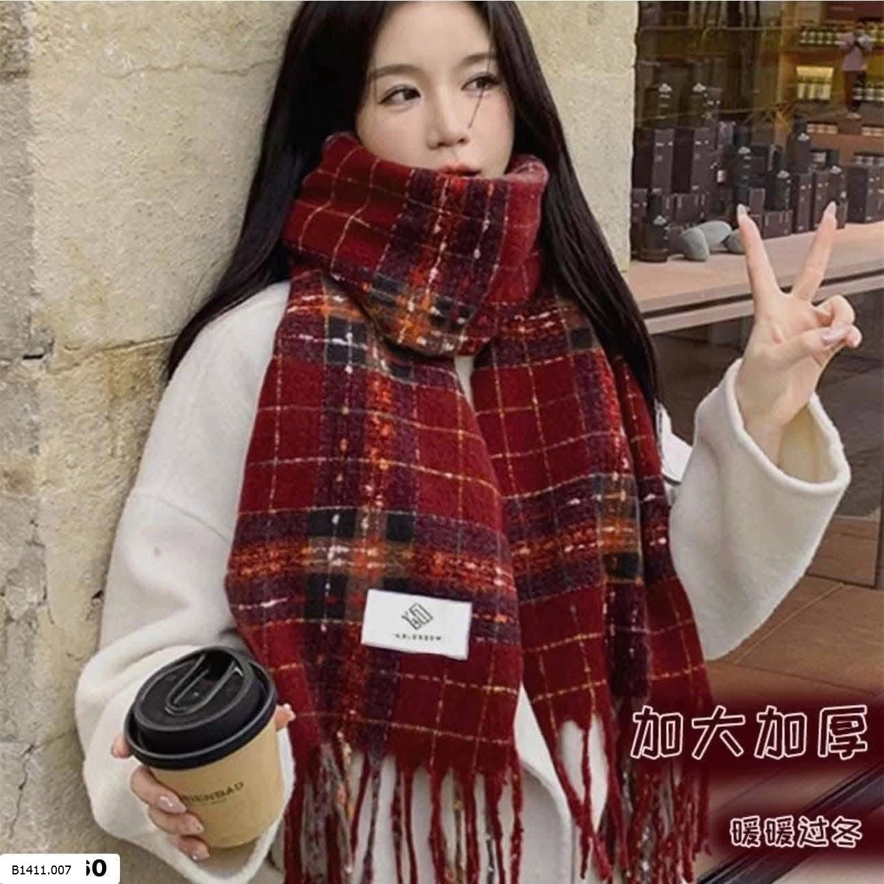 KHĂN KẺ TONE ĐỎ  Giá sỉ 60k