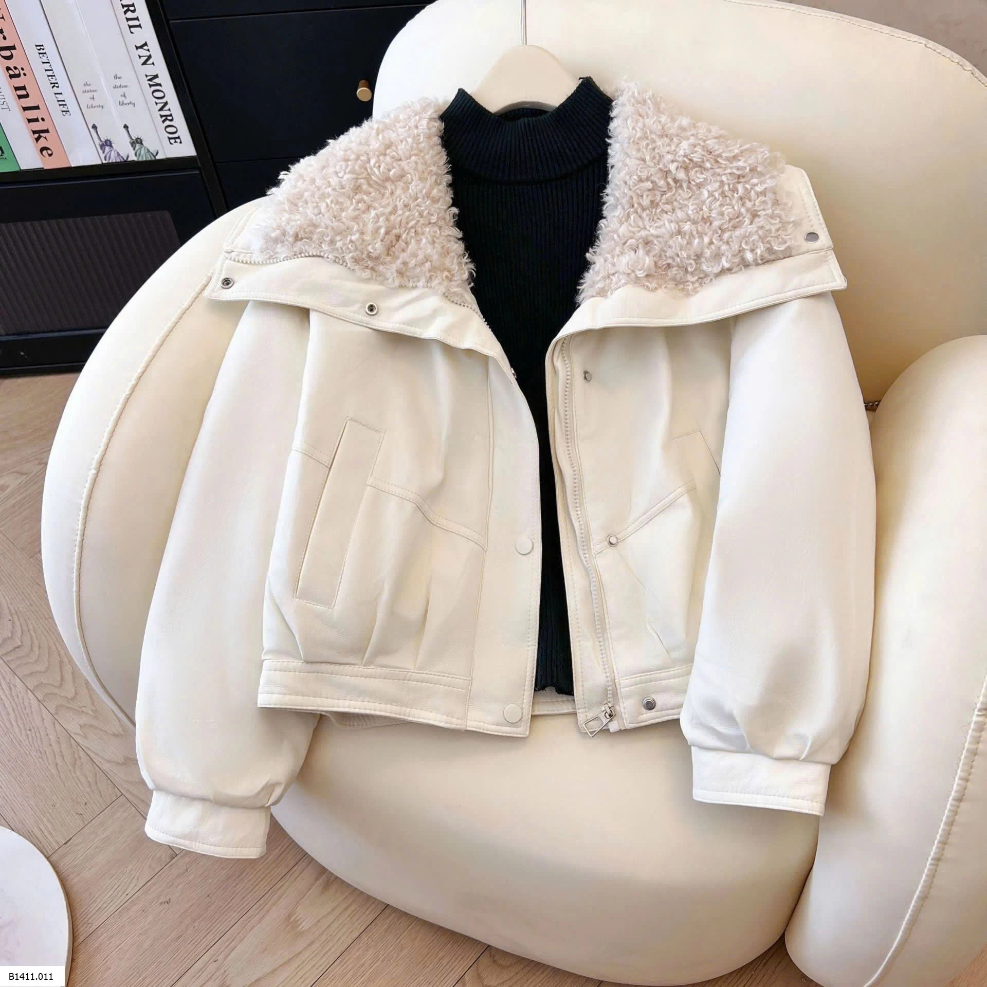 ÁO KHOÁC DA CỔ LÔNG CHO NỮ   Giá sỉ 300k