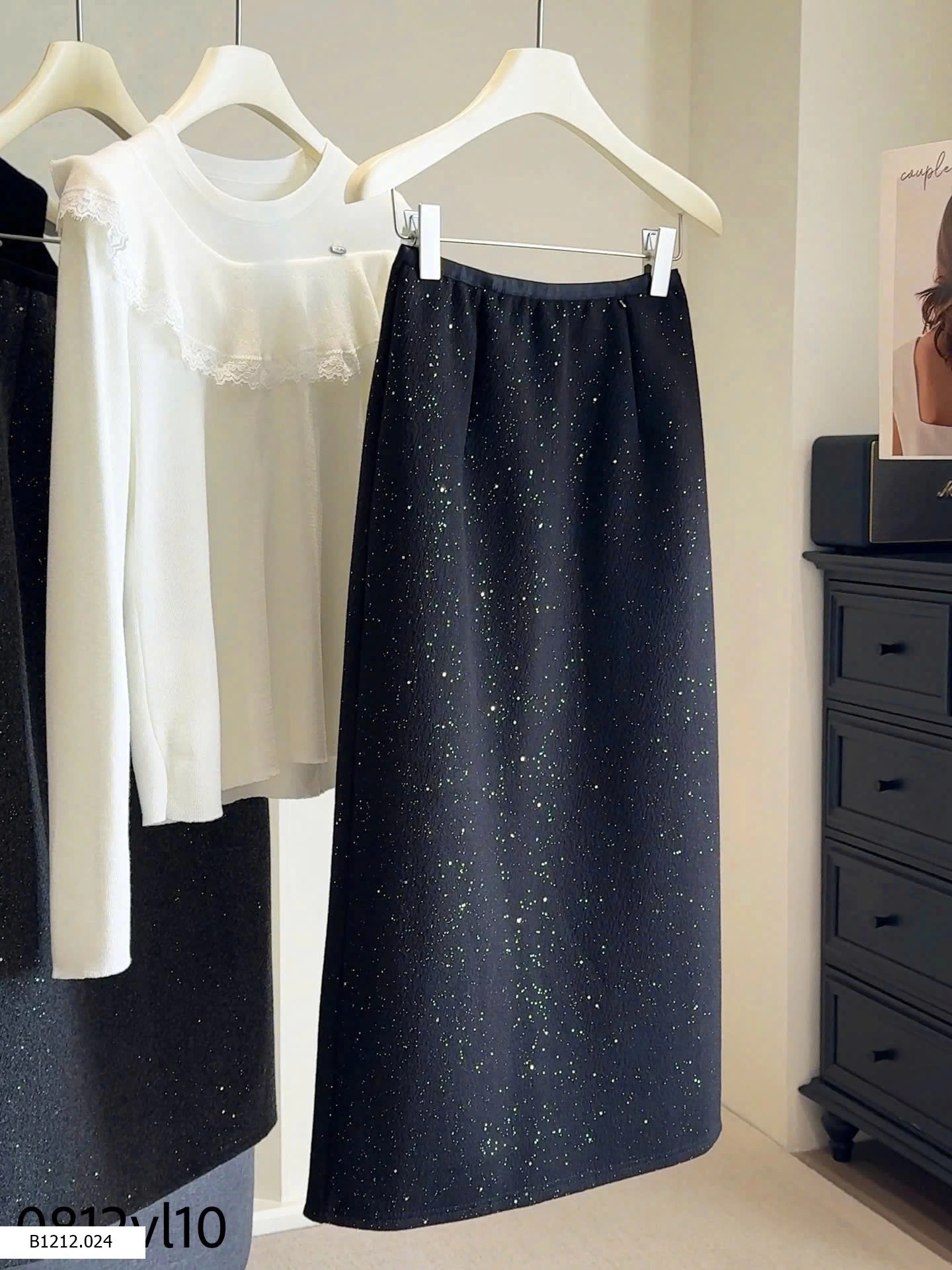 Chân váy len đính sequin   Giá sỉ 215ka